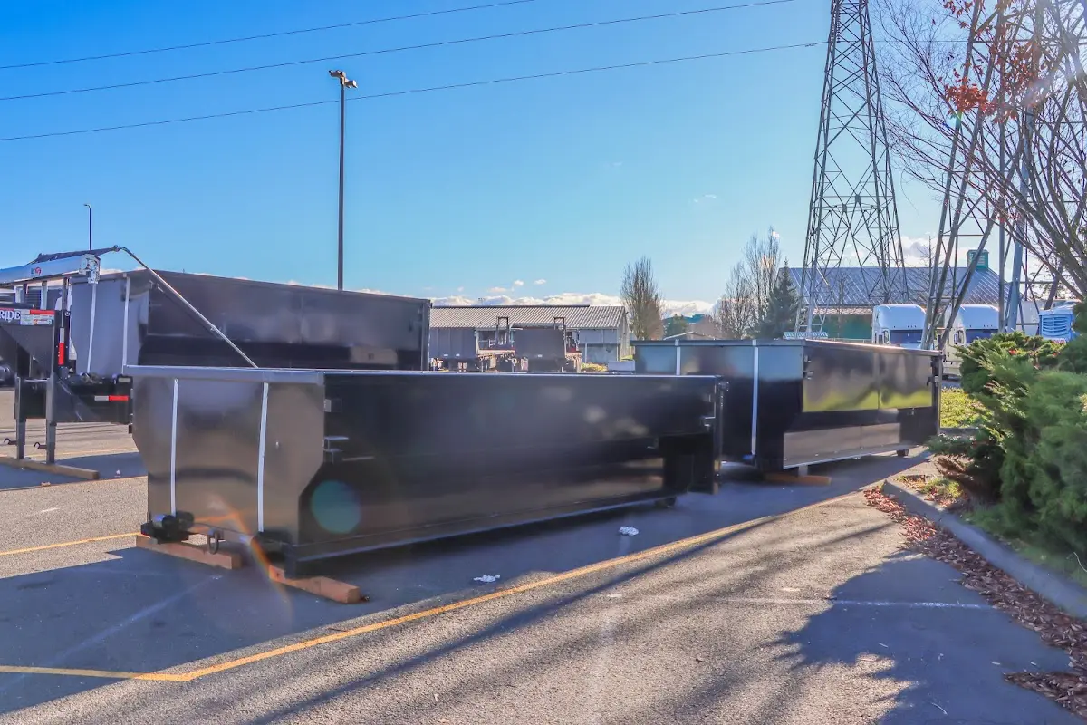 Roll-off dumpster ready for waste disposal at job site for Construction Dumpster Rental in Thomas